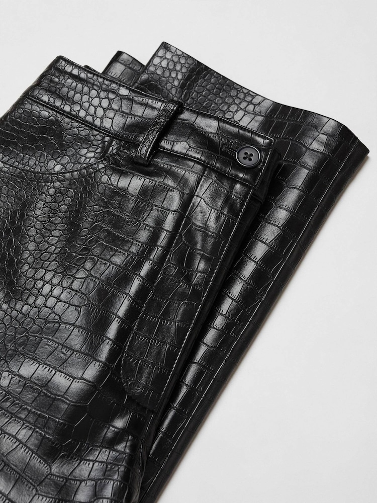 Mango Black Coco-Effect Straight Trousers - Image 6 of 6 Mango Black Coco-Effect Straight Trousers - Image 6 of 6