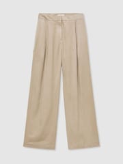 Reiss Champagne Neutral Gretel Velvet Corduroy Wide-Leg Trousers - Image 2 of 6