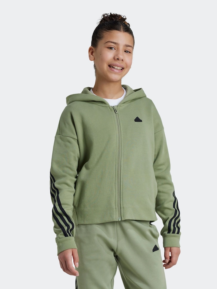 adidas Green Future Icons 3-Stripes Full-Zip Hoodie - Image 1 of 6