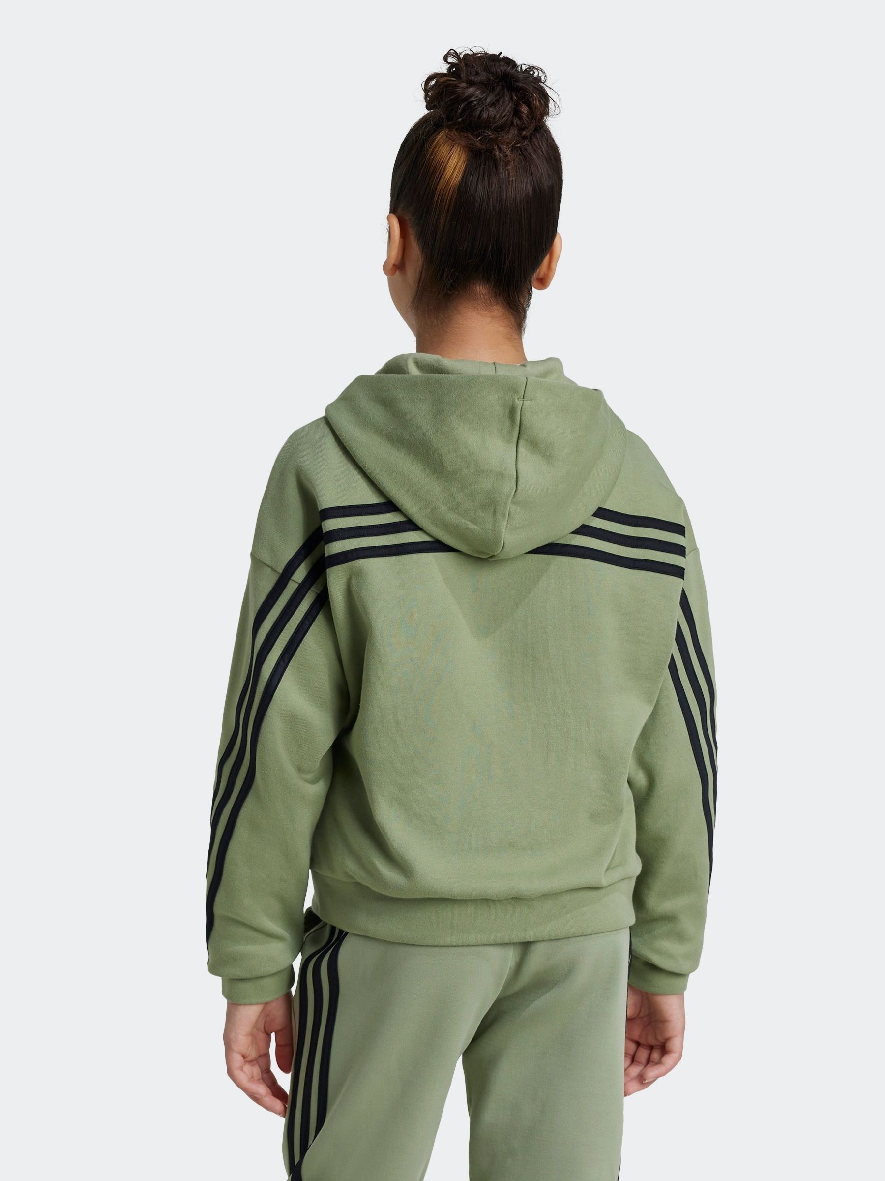 adidas Green Future Icons 3 Stripes Full Zip Hoodie