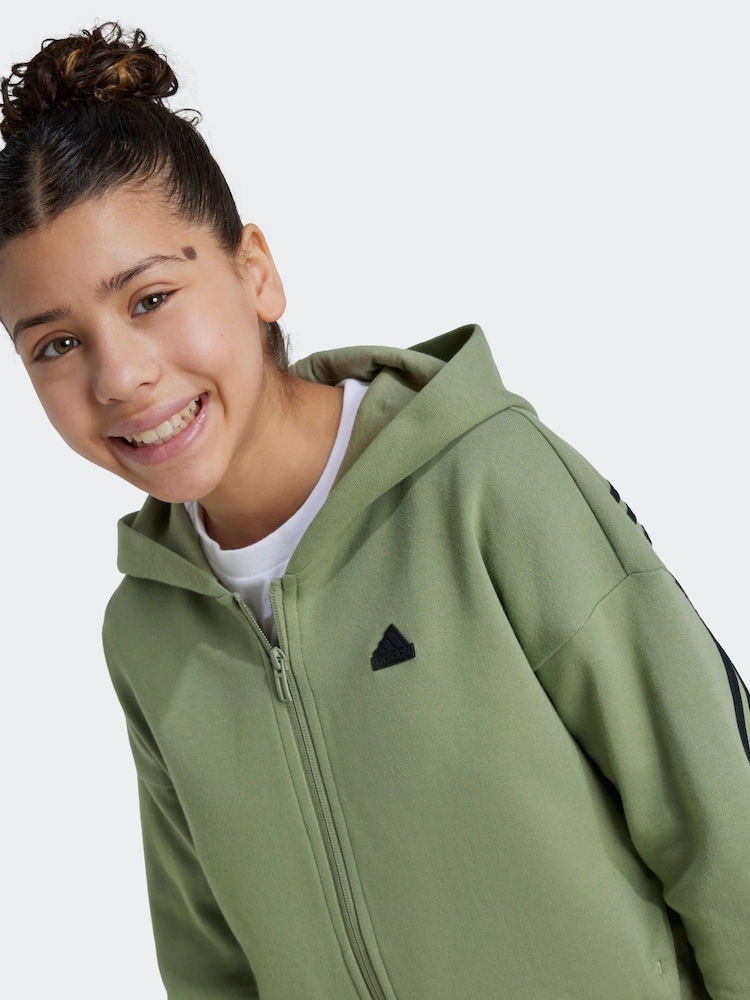 adidas Green Future Icons 3-Stripes Full-Zip Hoodie - Image 4 of 6