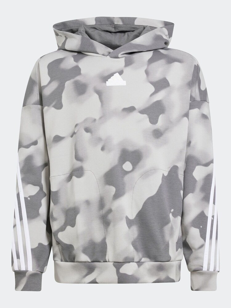 adidas Grey Kids Future Icons Camo Printed Hoodie - Image 1 of 6