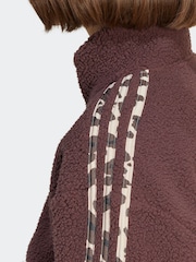 adidas Light Brown Brown Animal Teddy 3 Stripe Quarter Zip Top - Image 4 of 6