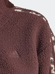 adidas Light Brown Brown Animal Teddy 3 Stripe Quarter Zip Top - Image 5 of 6