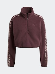 adidas Light Brown Brown Animal Teddy 3 Stripe Quarter Zip Top - Image 6 of 6