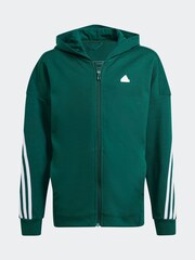 adidas Green White Sportswear Junior Future Icons 3-Stripes Full-Zip Hooded Track Top - Image 5 of 5