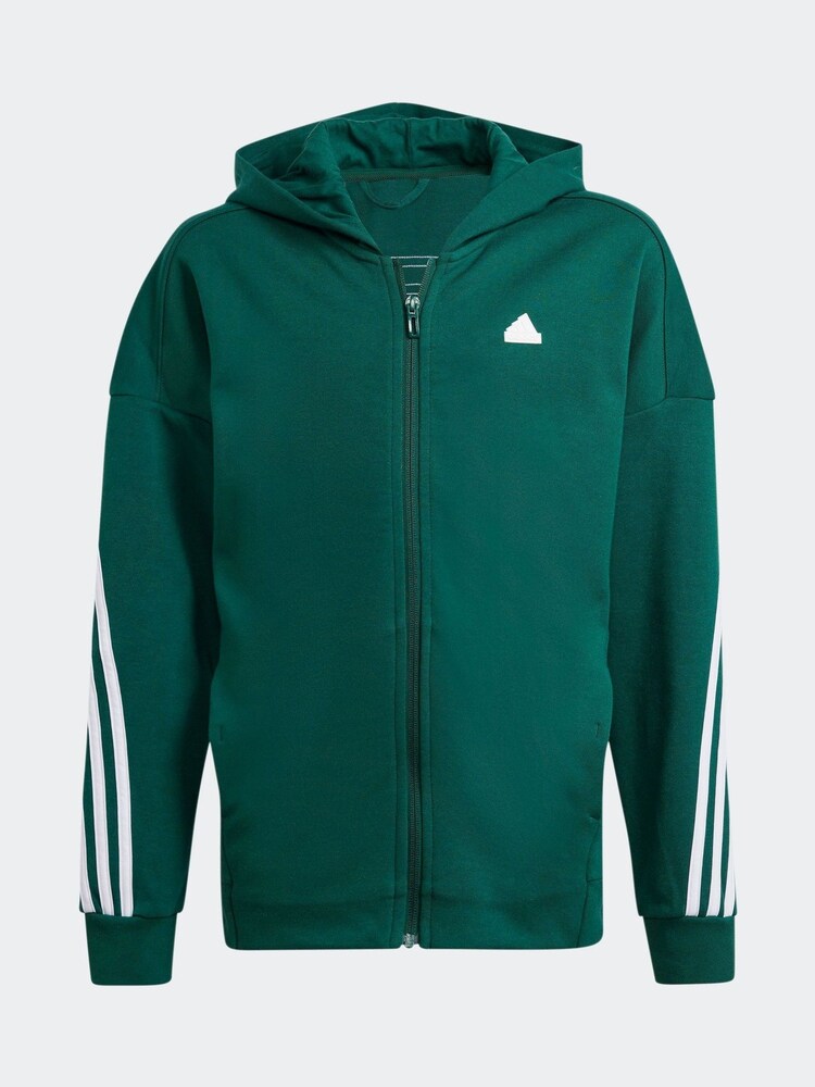 adidas Green White Sportswear Junior Future Icons 3-Stripes Full-Zip Hooded Track Top - Image 5 of 5