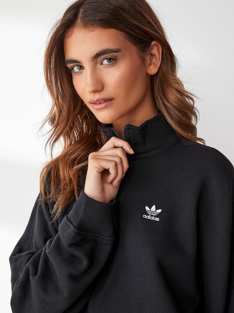 adidas Originals Black Essential 100% Cotton Sweatshirt - Image 3 of 3