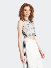 adidas White/Grey Future Icon 3 Stripe Vest - Image 1 of 6