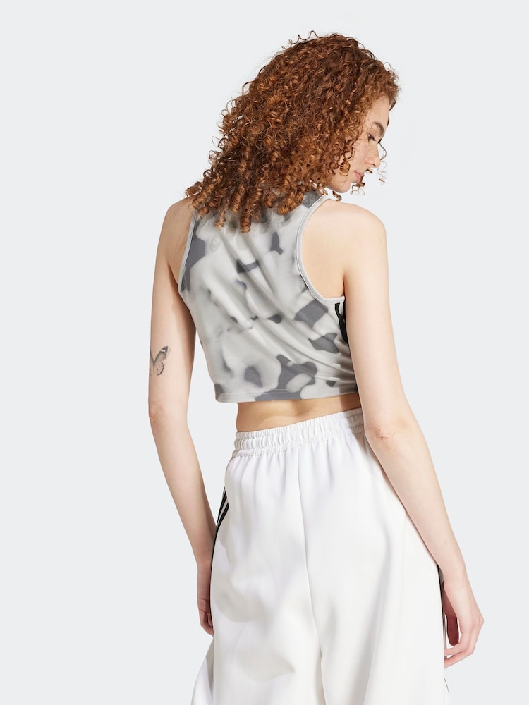 adidas White/Grey Future Icon 3 Stripe Vest - Image 2 of 6