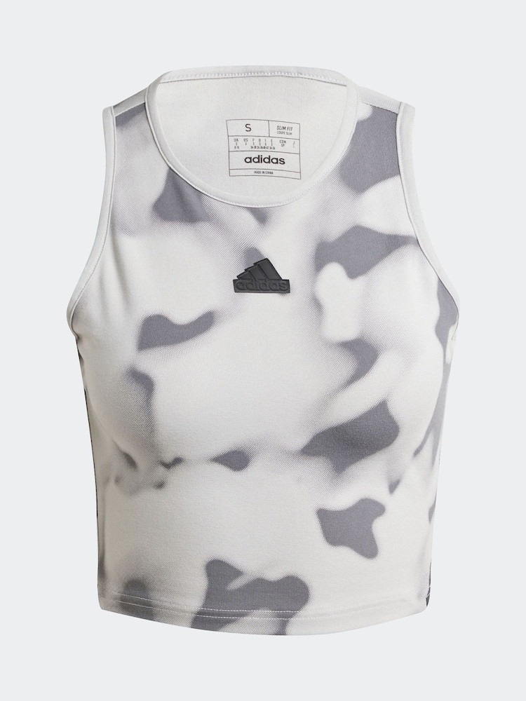 adidas White/Grey Future Icon 3 Stripe Vest - Image 6 of 6