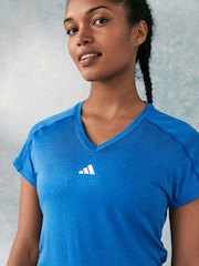 adidas Dark Blue Aeroready Train Essentials Minimal Branding V-Neck T-Shirt - Image 4 of 5