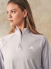 adidas Grey Train Essential 1/4 Zip Sweat Top - Image 4 of 5