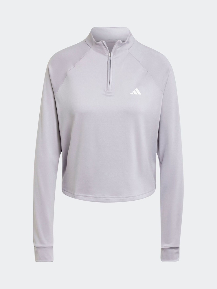 adidas Grey Train Essential 1/4 Zip Sweat Top - Image 5 of 5