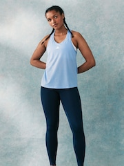 adidas Dark Blue Train Essentials Minimal Branding Racerback Tank Top - Image 1 of 7