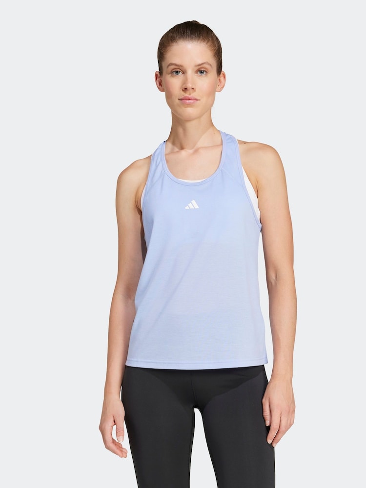 adidas Dark Blue Train Essentials Minimal Branding Racerback Tank Top - Image 2 of 7