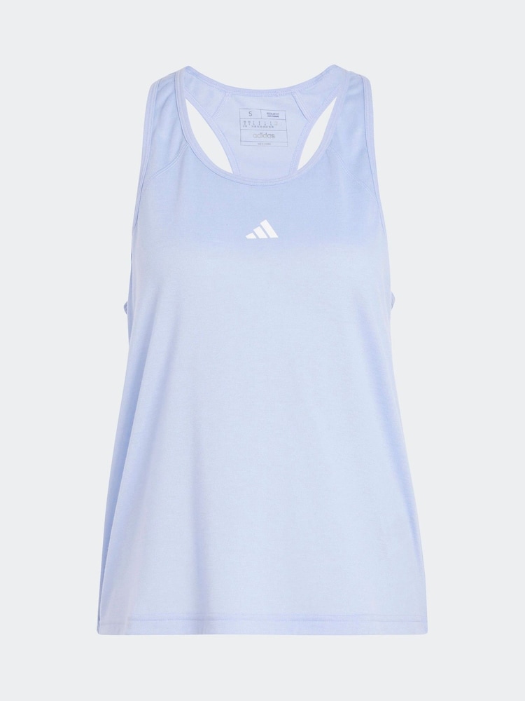 adidas Dark Blue Train Essentials Minimal Branding Racerback Tank Top - Image 7 of 7