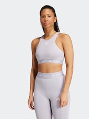 adidas Grey Techfit Power Impact Medium Support Sports Bra - Image 1 of 8