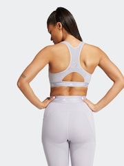 adidas Grey Techfit Power Impact Medium Support Sports Bra - Image 2 of 8