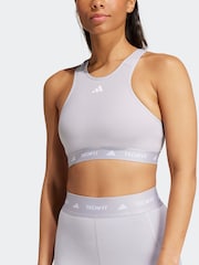 adidas Grey Techfit Power Impact Medium Support Sports Bra - Image 6 of 8