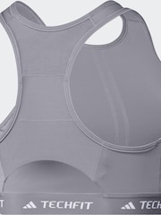 adidas Grey Techfit Power Impact Medium Support Sports Bra - Image 8 of 8