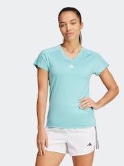 adidas Green Aeroready Train Essentials Minimal Branding V-Neck T-Shirt - Image 1 of 7