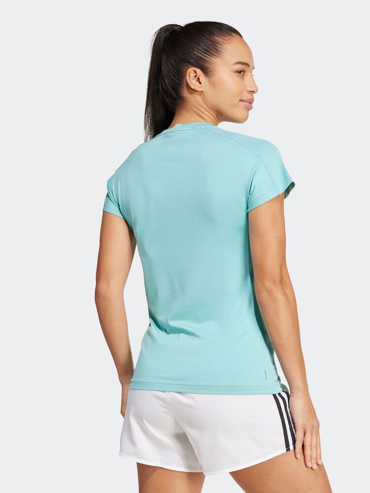 adidas Green Aeroready Train Essentials Minimal Branding V-Neck T-Shirt - Image 2 of 7 adidas Green Aeroready Train Essentials Minimal Branding V-Neck T-Shirt - Image 2 of 7