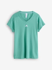 adidas Green Aeroready Train Essentials Minimal Branding V-Neck T-Shirt - Image 7 of 7