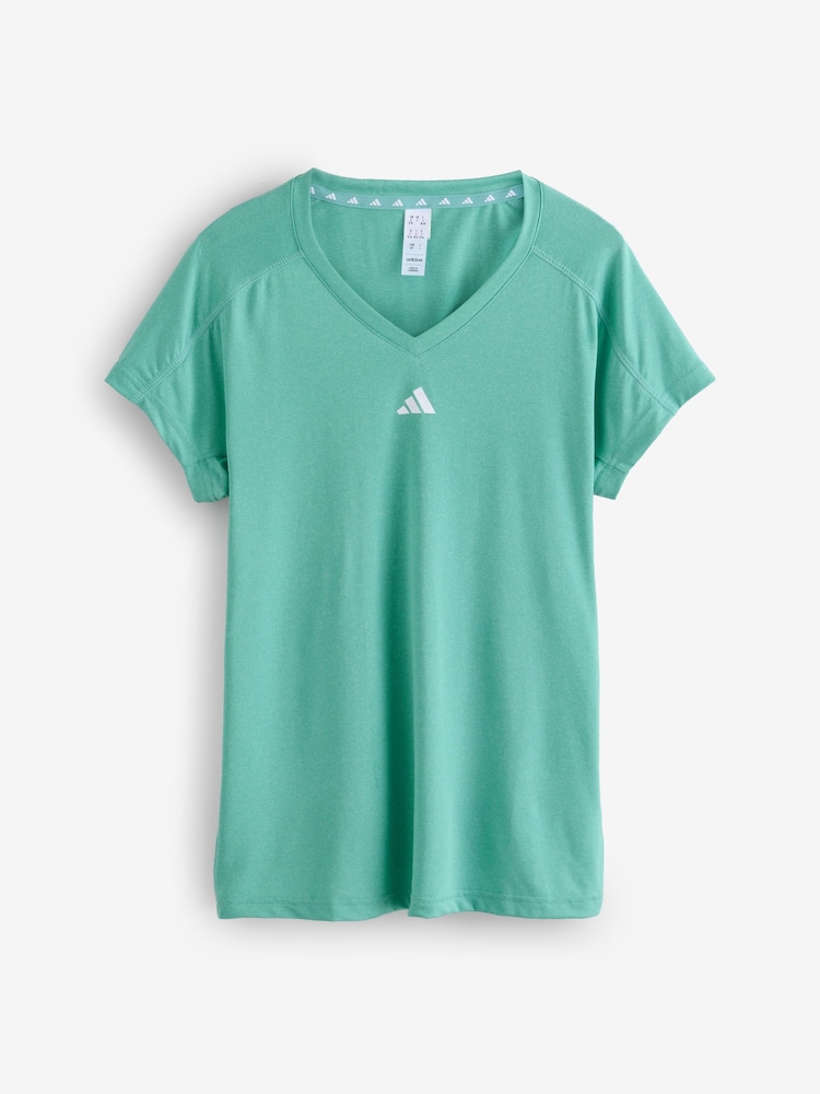 adidas Green Aeroready Train Essentials Minimal Branding V-Neck T-Shirt - Image 7 of 7