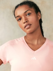 adidas Light Pink Aeroready Train Essentials Minimal Branding V-Neck T-Shirt - Image 3 of 3