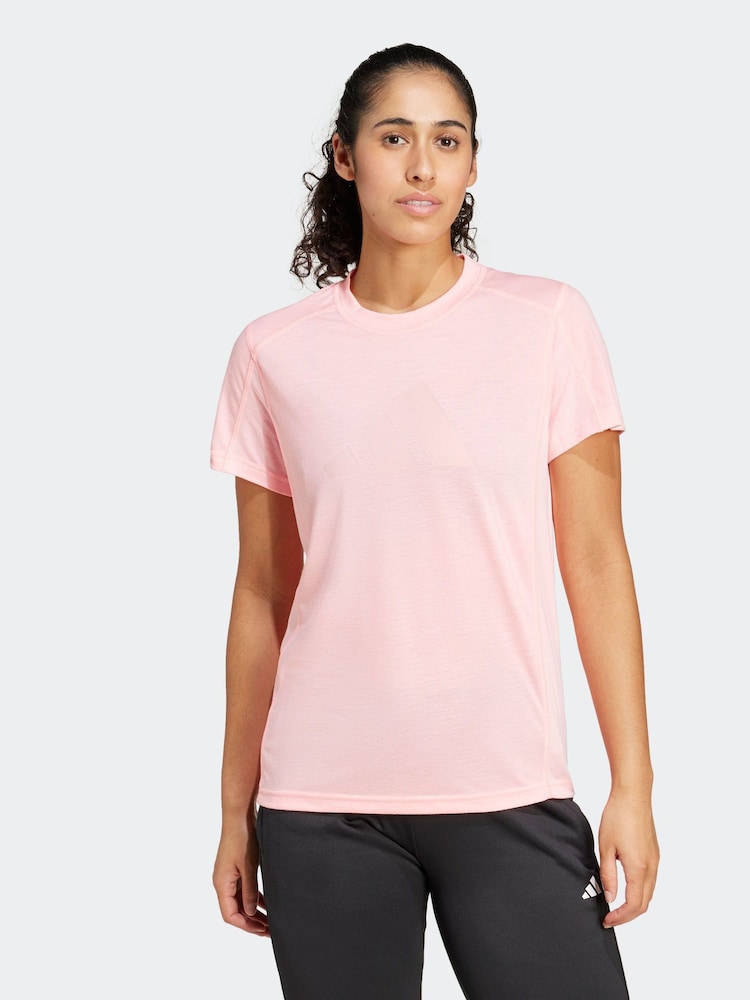 adidas Pink Train Essentials Logo T-Shirt - Image 1 of 7 adidas Pink Train Essentials Logo T-Shirt - Image 1 of 7