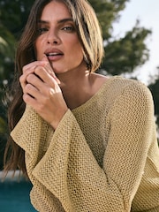 Star by Julien MacDonald Gold Knitted Metallic Tie Mini Dress - Image 4 of 5