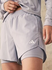adidas Grey Aeroready Minimal 2-in-1 Shorts - Image 4 of 4