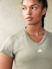 adidas Light Green Aeroready Train Essentials Minimal Branding V-Neck T-Shirt - Image 5 of 6