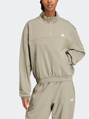 adidas Grey Aeroready Train Essentials Woven Quarter-Zip Track Top - Image 5 of 7