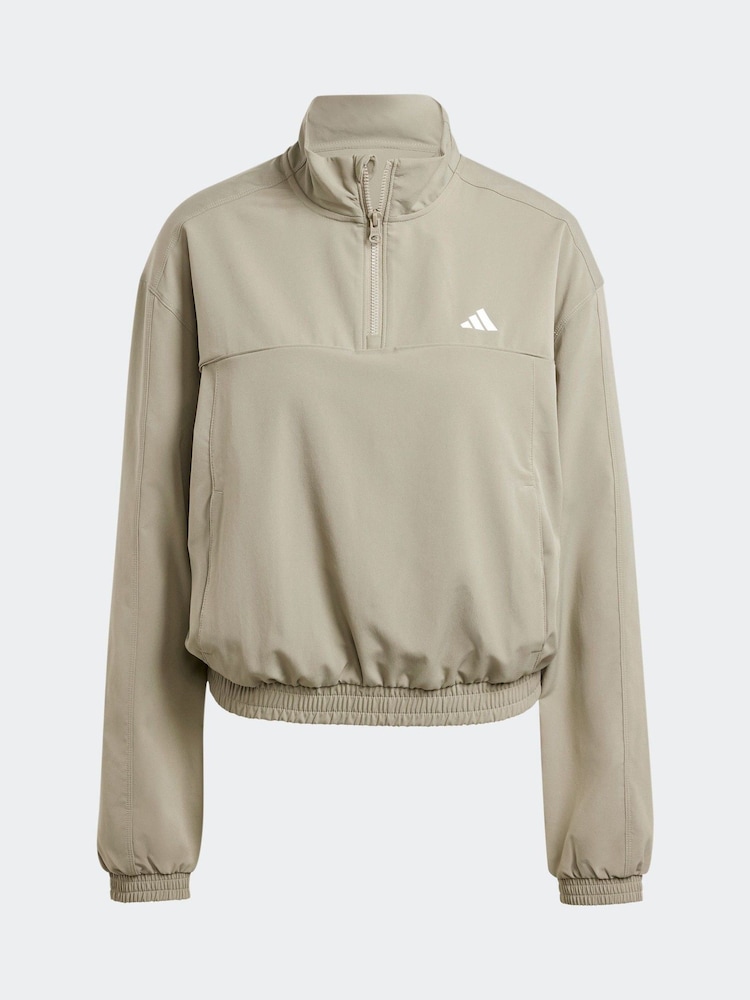adidas Grey Aeroready Train Essentials Woven Quarter-Zip Track Top - Image 7 of 7