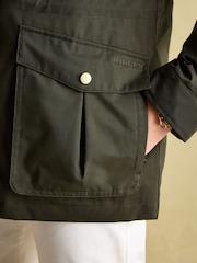 Joules Fairford Khaki Green Waterproof Raincoat with Hood - Image 4 of 8