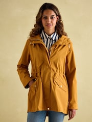 Joules Portwell Dark Yellow Waterproof Raincoat With Hood - Image 1 of 8