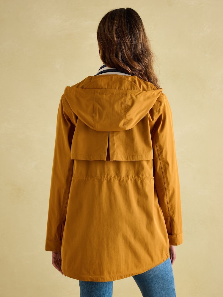 Joules Portwell Dark Yellow Waterproof Raincoat With Hood - Image 2 of 8