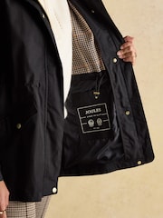 Joules Portwell Black Waterproof Raincoat With Hood and Adjustable Waist - Image 12 of 13