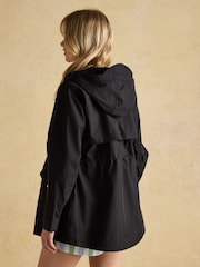Joules Portwell Black Waterproof Raincoat With Hood - Image 2 of 11