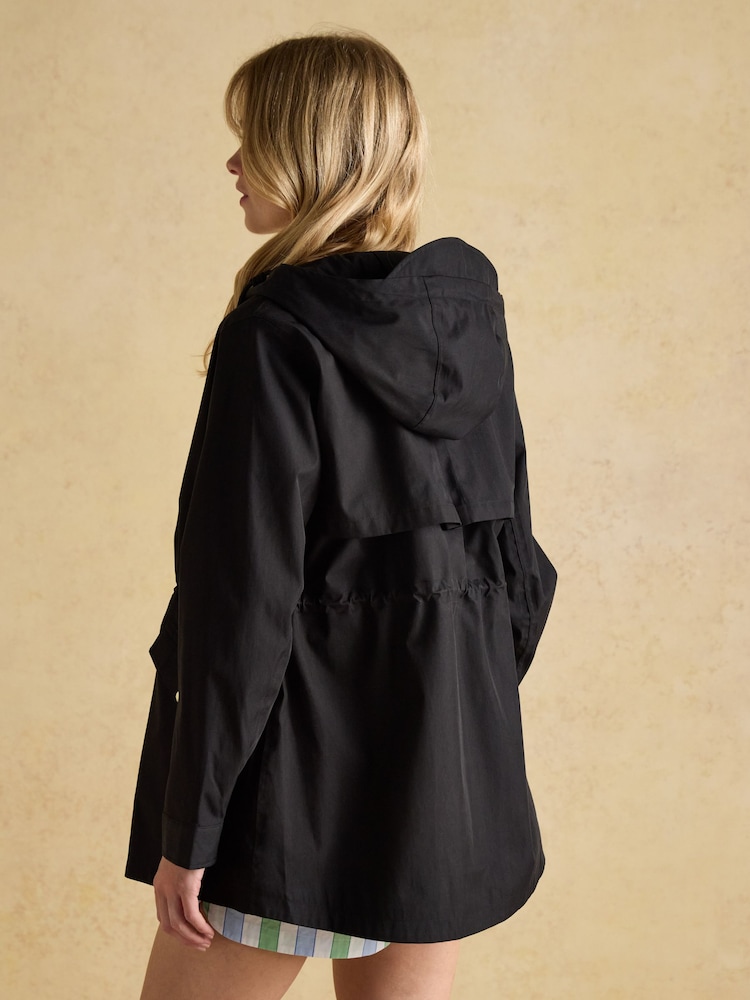 Joules Portwell Black Waterproof Raincoat With Hood - Image 2 of 11