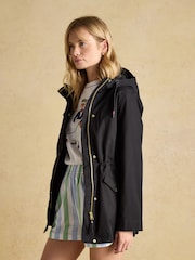 Joules Portwell Black Waterproof Raincoat With Hood - Image 3 of 11