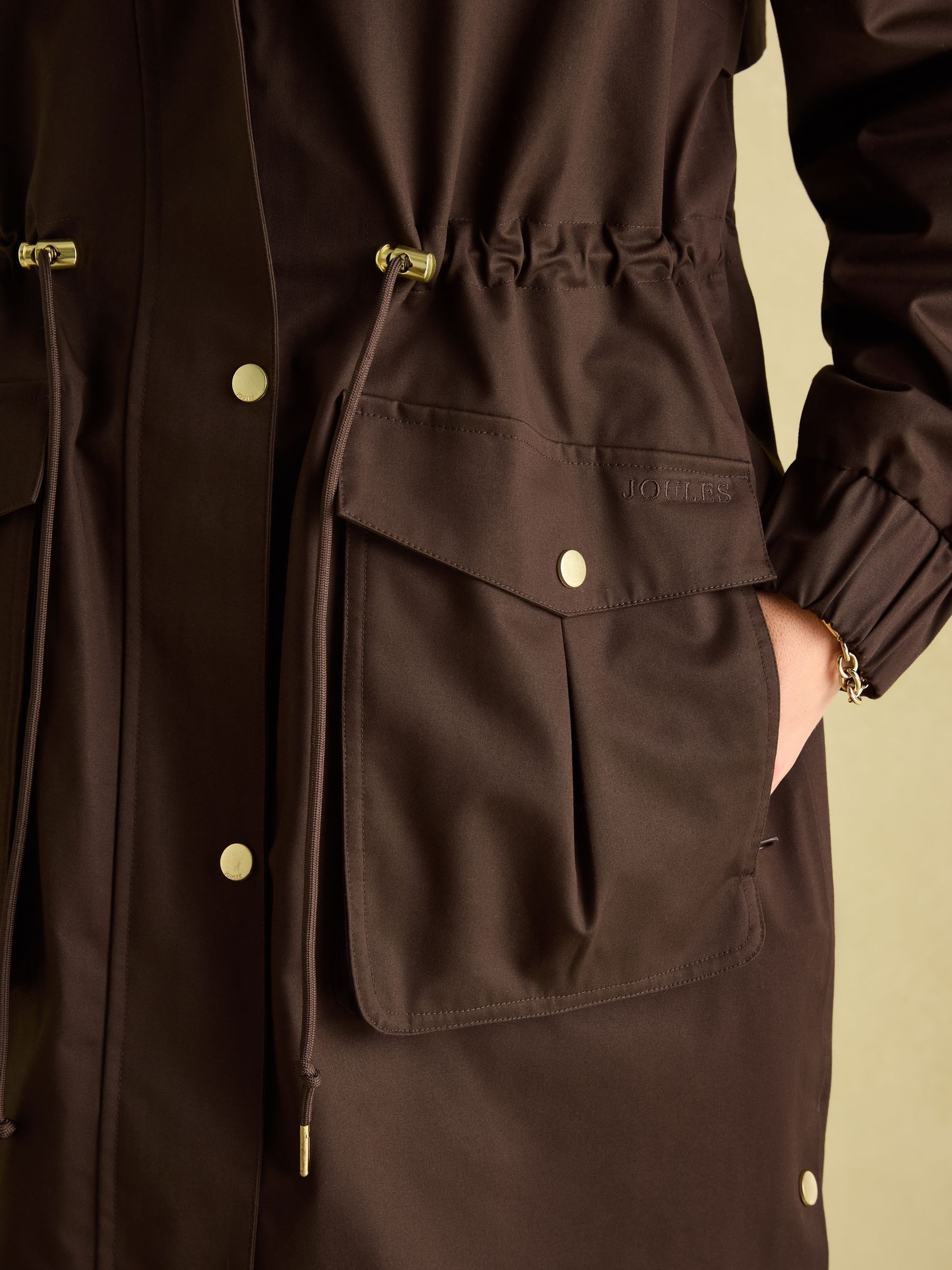 Buy Joules Harpsden Brown Waterproof Long Raincoat with Hood