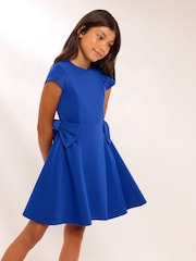 Lipsy Cobalt Blue Scuba Bow Mini Dress (5-16yrs) - Image 1 of 5