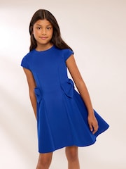 Lipsy Cobalt Blue Scuba Bow Mini Dress (5-16yrs) - Image 4 of 5