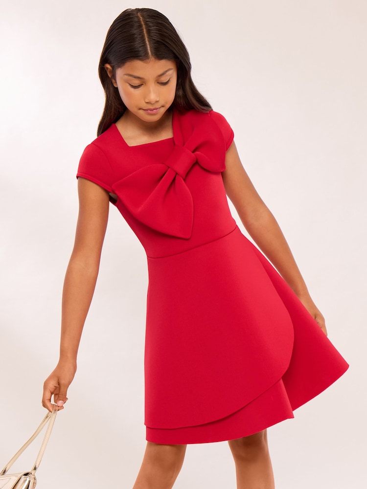 Lipsy Red Statement Bow Scuba Dress (5-16yrs) - Image 1 of 5 Lipsy Red Statement Bow Scuba Dress (5-16yrs) - Image 1 of 5