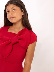 Lipsy Red Statement Bow Scuba Dress (5-16yrs) - Image 3 of 5