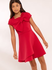 Lipsy Red Statement Bow Scuba Dress (5-16yrs) - Image 4 of 5