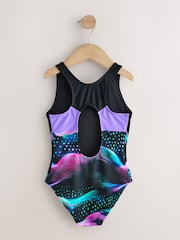 Black Swirl Sports Open Back Swimsuit (3-16yrs) - Image 2 of 4